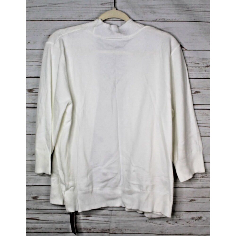 YesFashion Women's Open Front 3/4 Sleeve Knit Cardigan Size XL White - Picture 3 of 4
